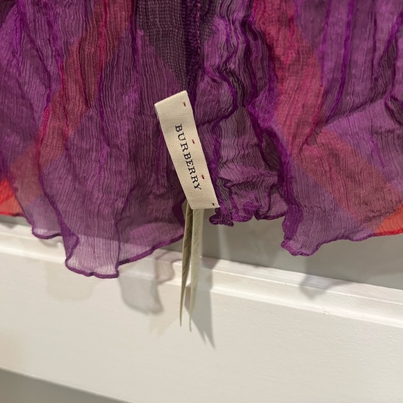 Burberry lightweight silk Purple and Black Sheer Scarf - Picture 6 of 9